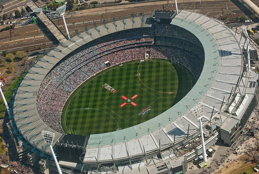 Aerial view of the packed Melbourne Cricket Ground during the AFL Grand Final