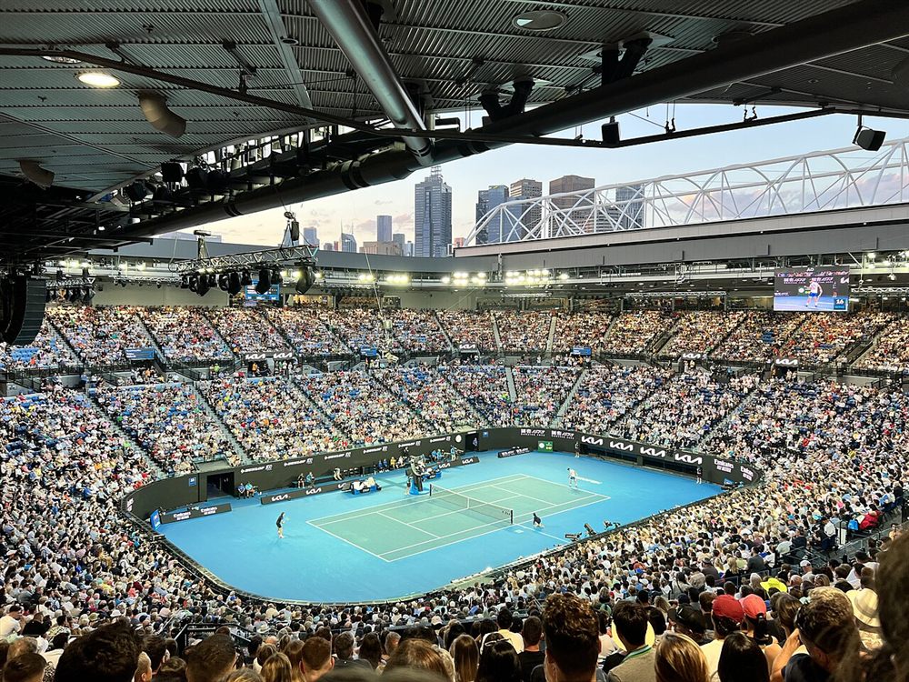 A packed Rod Laver Arena during an Australian Open night match